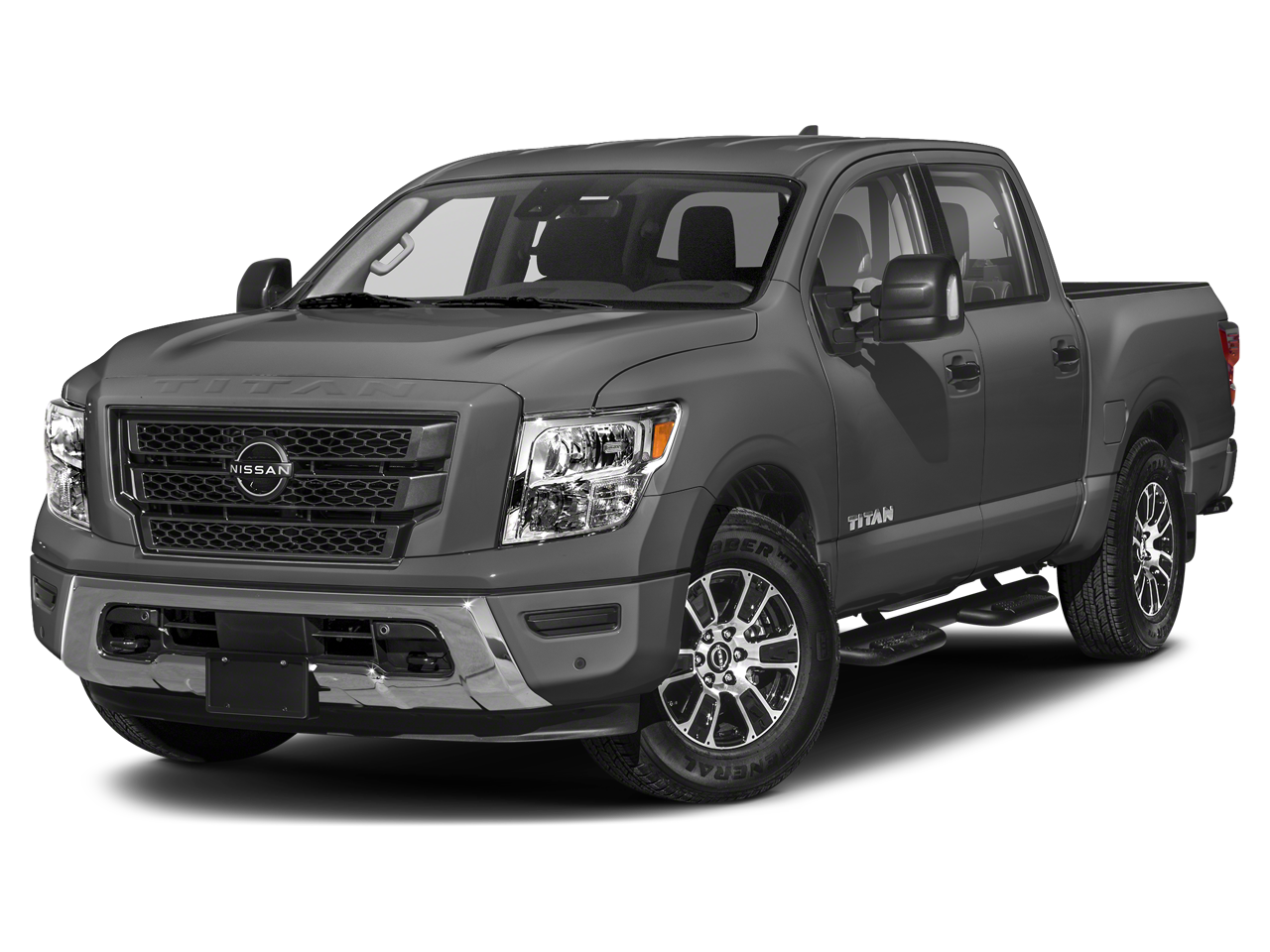 2023 Nissan Titan SV in Gun Metallic — front three-quarter view