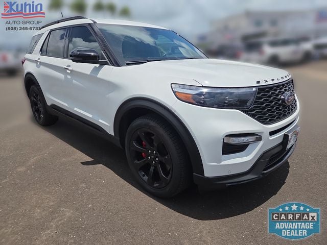 2023 Ford Explorer ST in White Metallic — front three-quarter view