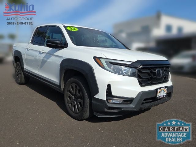 2022 Honda Ridgeline Black Edition in White — front three-quarter view
