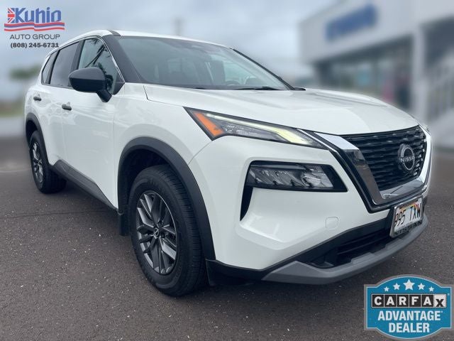 2023 Nissan Rogue S in Glacier White — front three-quarter view