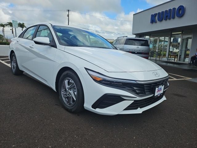 2024 Hyundai Elantra SE in Serenity White — front three-quarter view