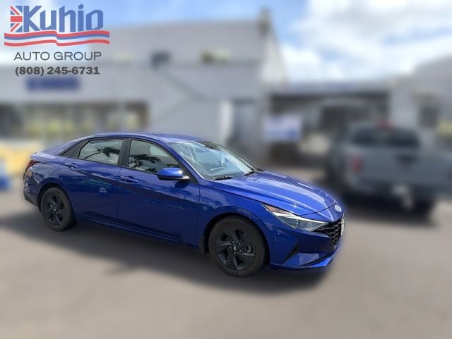 2023 Hyundai Elantra SEL in Intense Blue — front three-quarter view