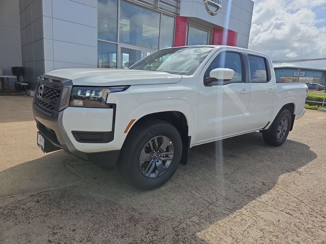 2026 Nissan Frontier SV in Glacier White — front three-quarter view