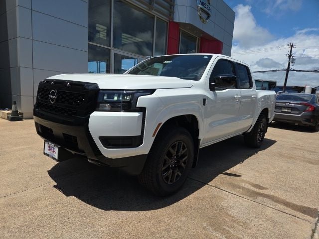 2026 Nissan Frontier SV in Glacier White — front three-quarter view