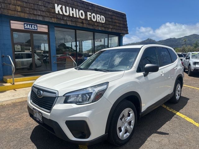 2020 Subaru Forester Base in Crystal White Pearl — front three-quarter view